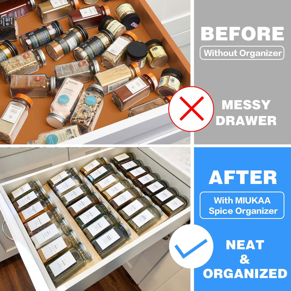 MIUKAA versatile organizer for spices, condiments, and small bottles