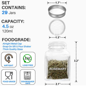 MIUKAA unique design spice jars square glass with airtight seals