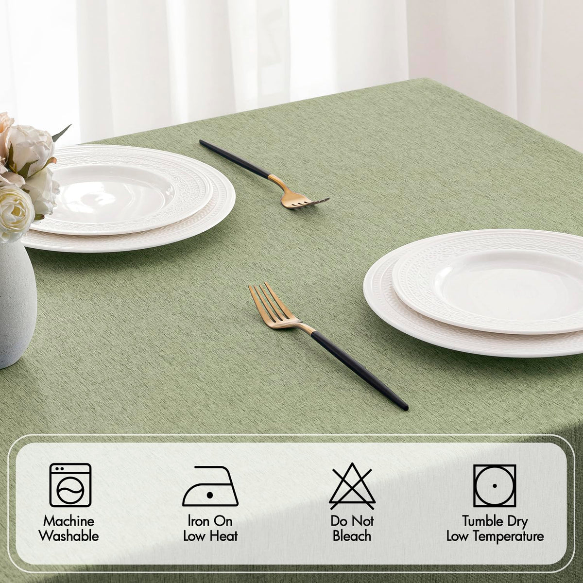 MIULEE sage green cloth at a wedding setup with soft ambience