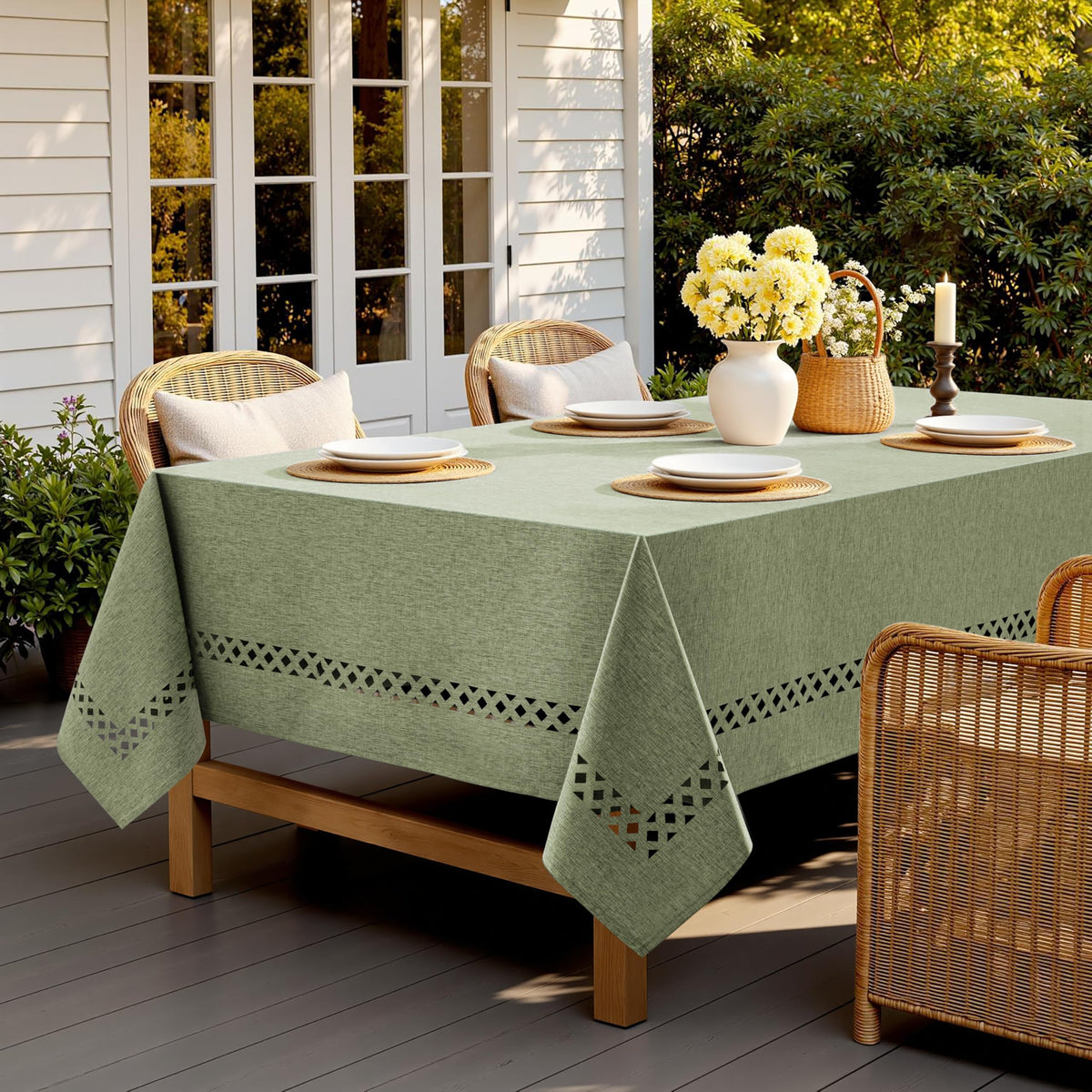 MIULEE Sage Green tablecloth water-resistant layer protects surfaces