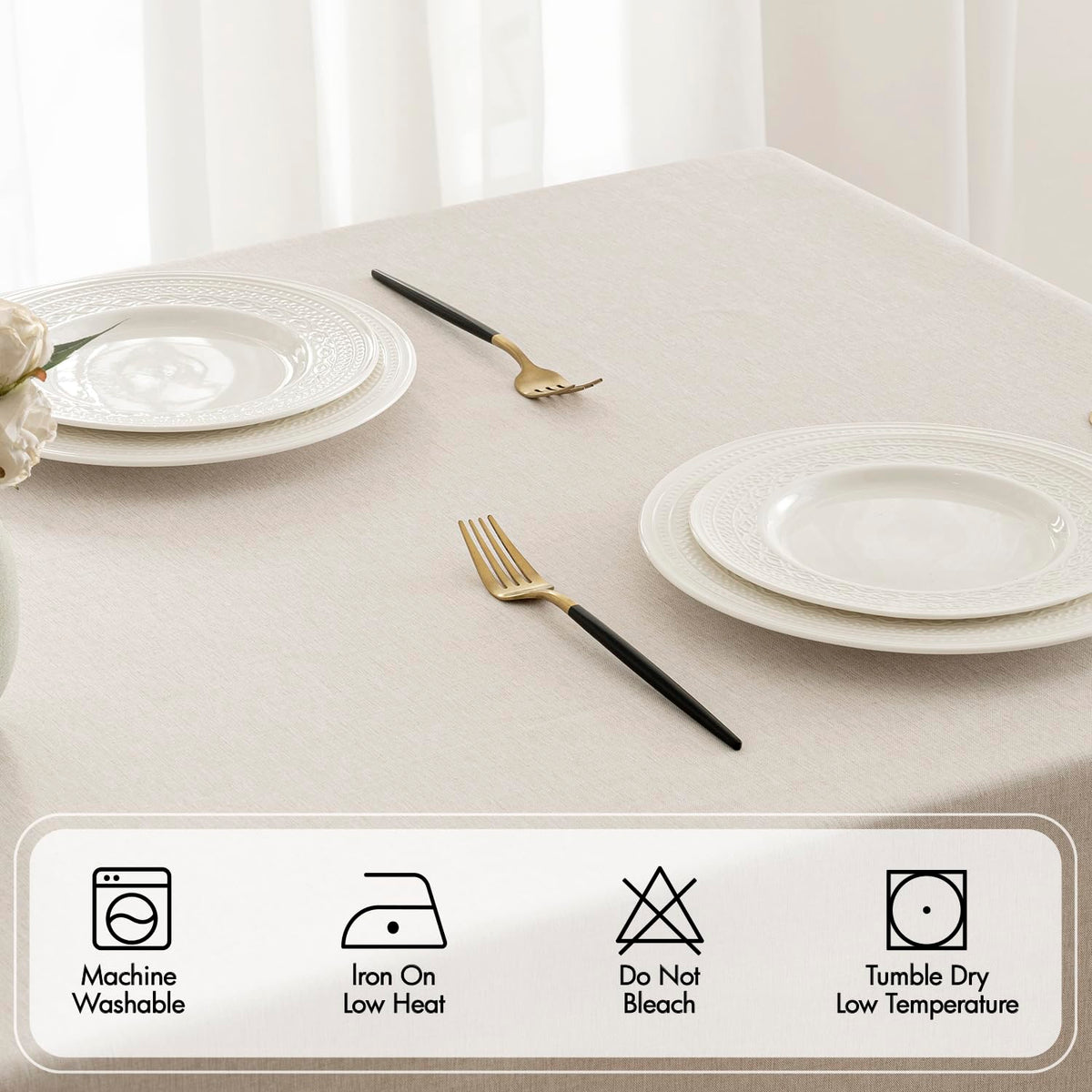 MIULEE tablecloth decorative cutouts detail adds subtle pattern to tables.