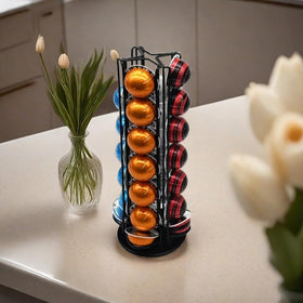 Miuly 360-degree rotating pod holder provides easy reach to favorites.