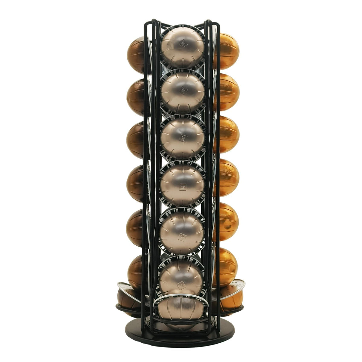 Miuly coffee capsule holder Vertuo rotating base for quick access to 28 pods.