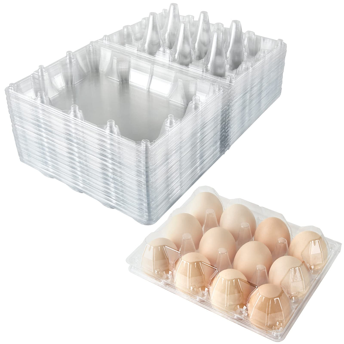MIVIDE clear egg carton showing 12 eggs for organized storage
