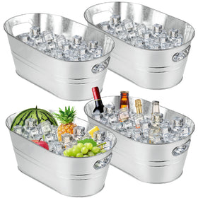 MIVIDE four-pack galvanized ice buckets set up for easy party chilling.