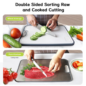 Mivndeeopu double-sided design; separate surfaces reduce cross-contamination during prep.
