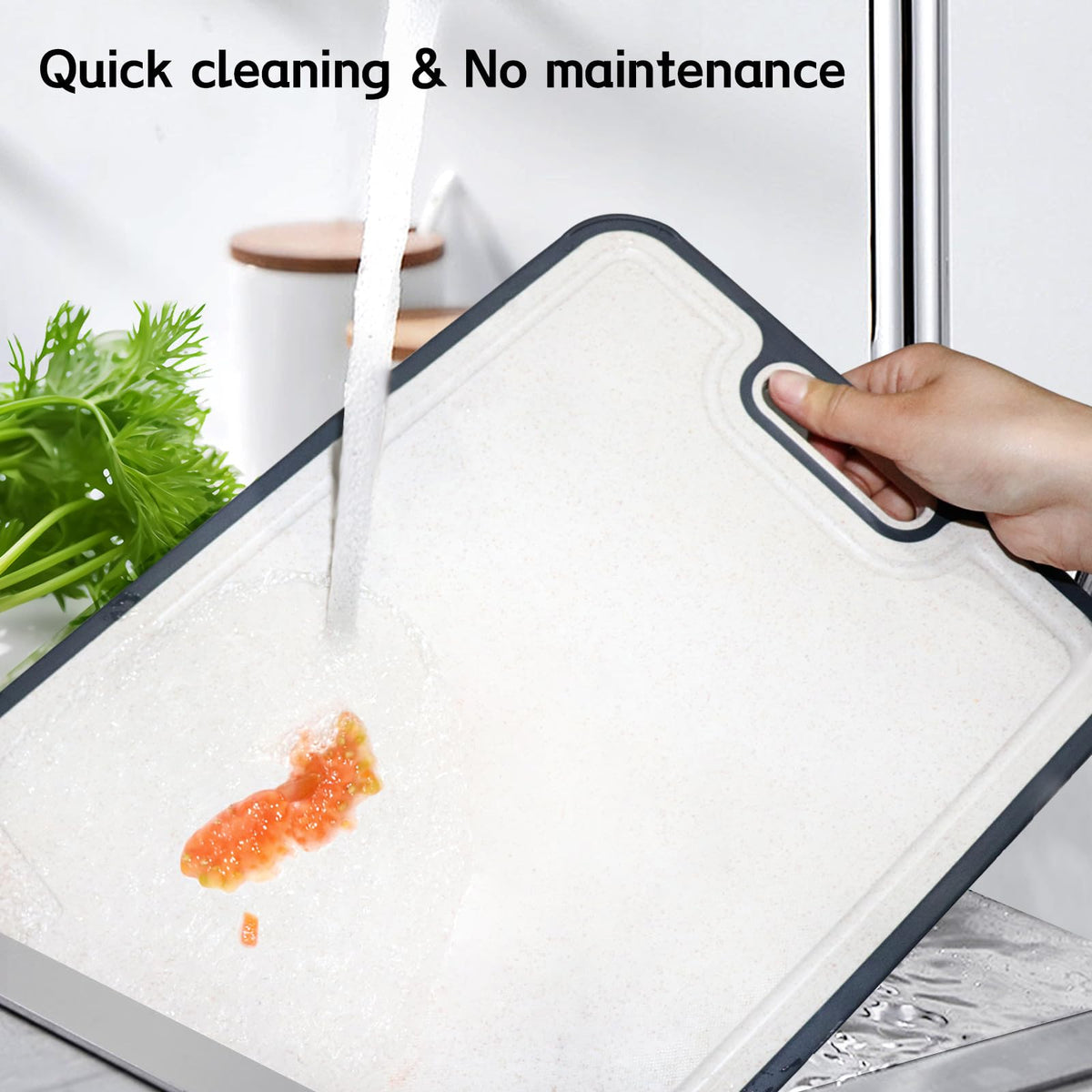Mivndeeopu cutting board easy to clean and dry after use.