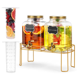 MIWUYI 1.6 gal glass dispenser with stand, ideal for parties.