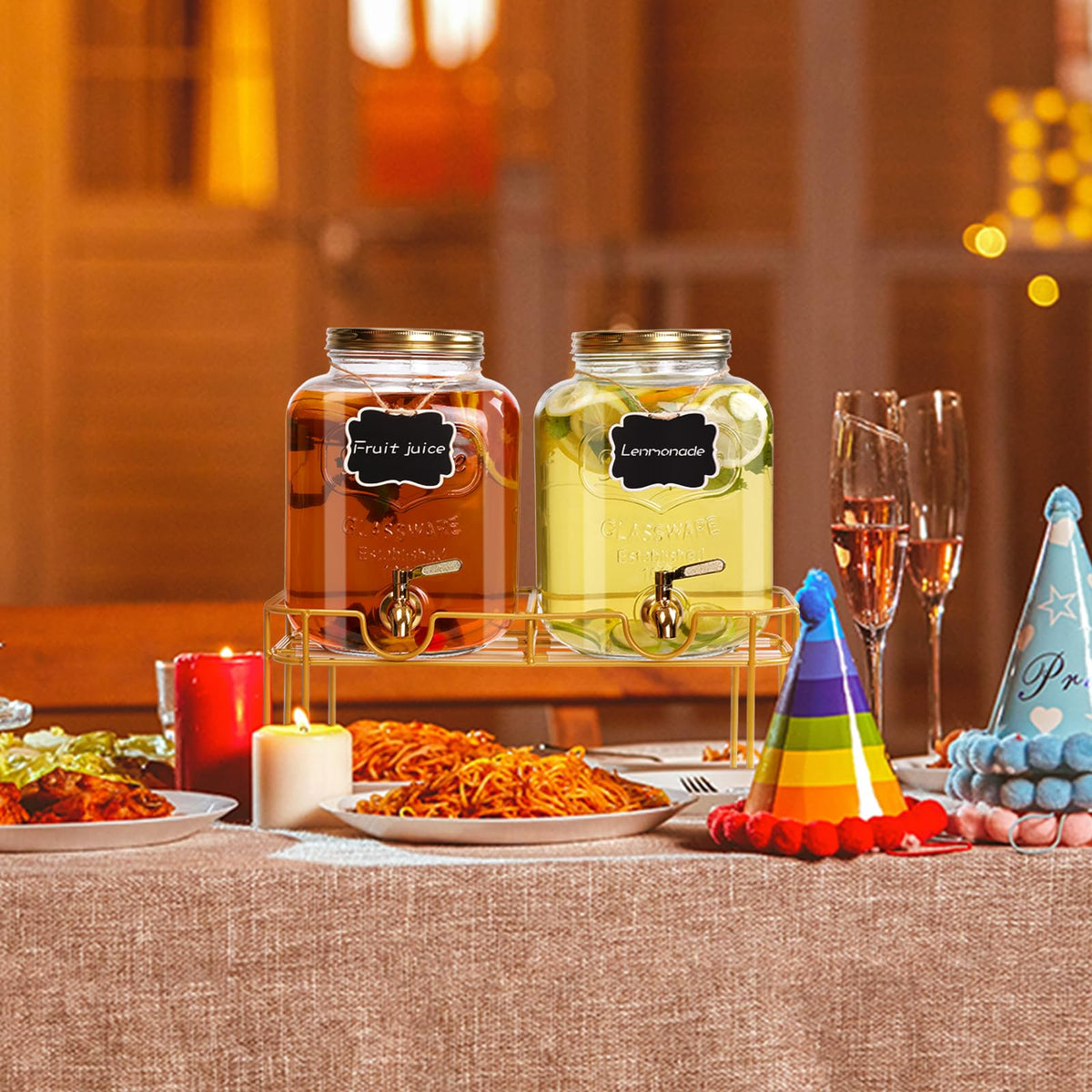 Easy pour spigots ensure smooth servings.