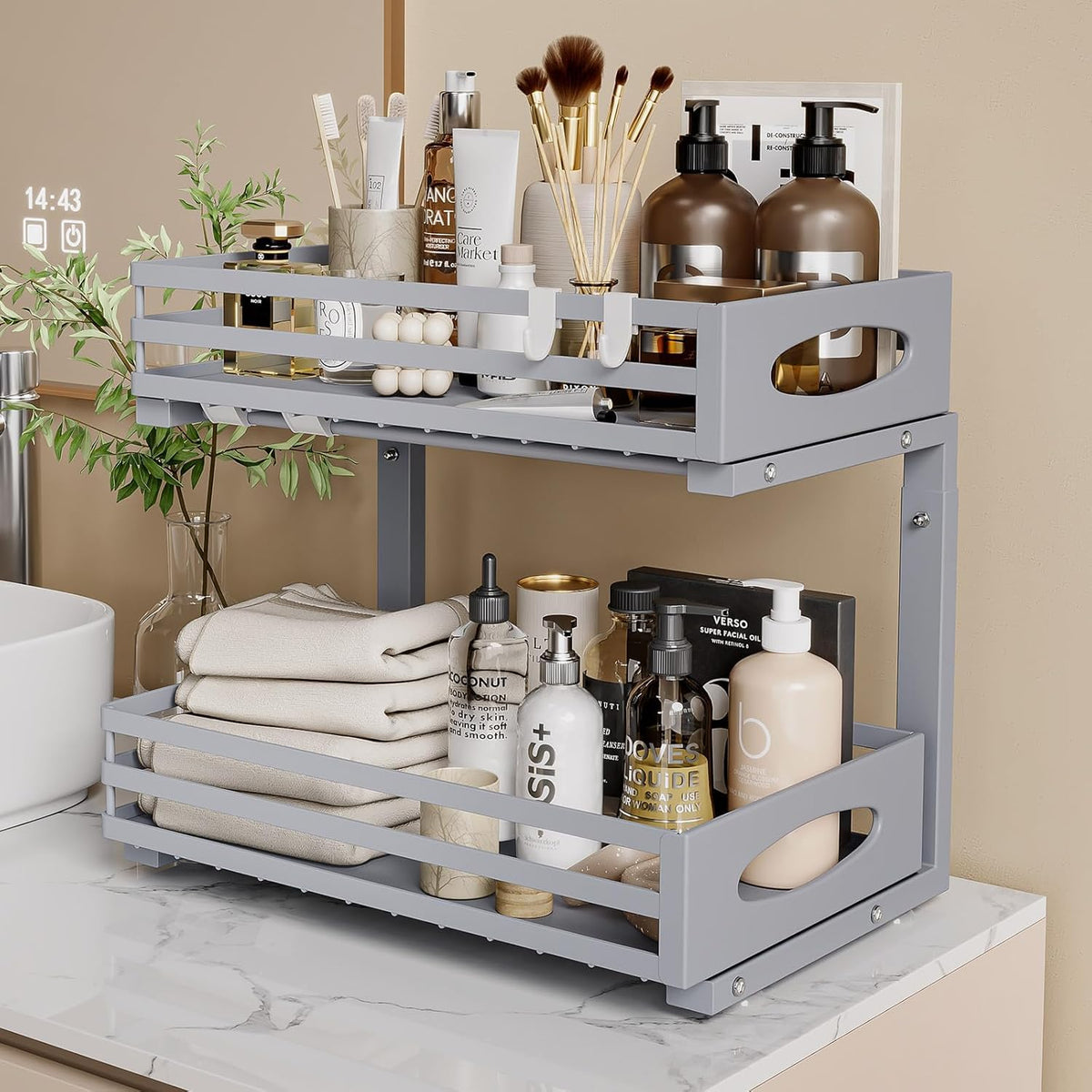 mixeshop easy-installation-under-sink-gray illustrates quick setup with minimal tools