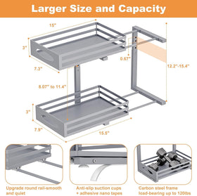 mixeshop under-sink-organizer-2-tier-closeup-gray durable, rust-resistant storage under the sink