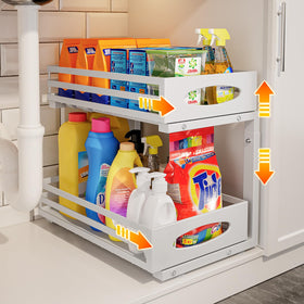 MixeShop under-sink organizer with 2-tier slide-out for easy cabinet access