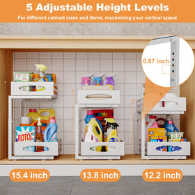 MixeShop slide-out cabinet organizer enhances reach in kitchens and bathrooms