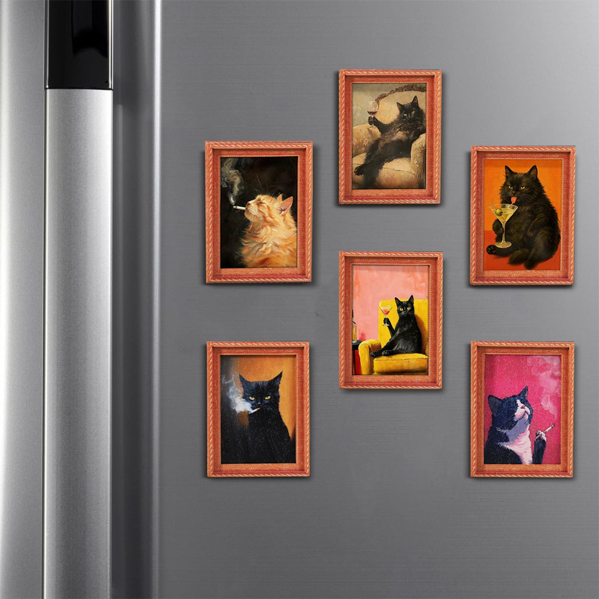 MIXFOSAHN cat art-frame magnets close-up showing vibrant, sturdy design.