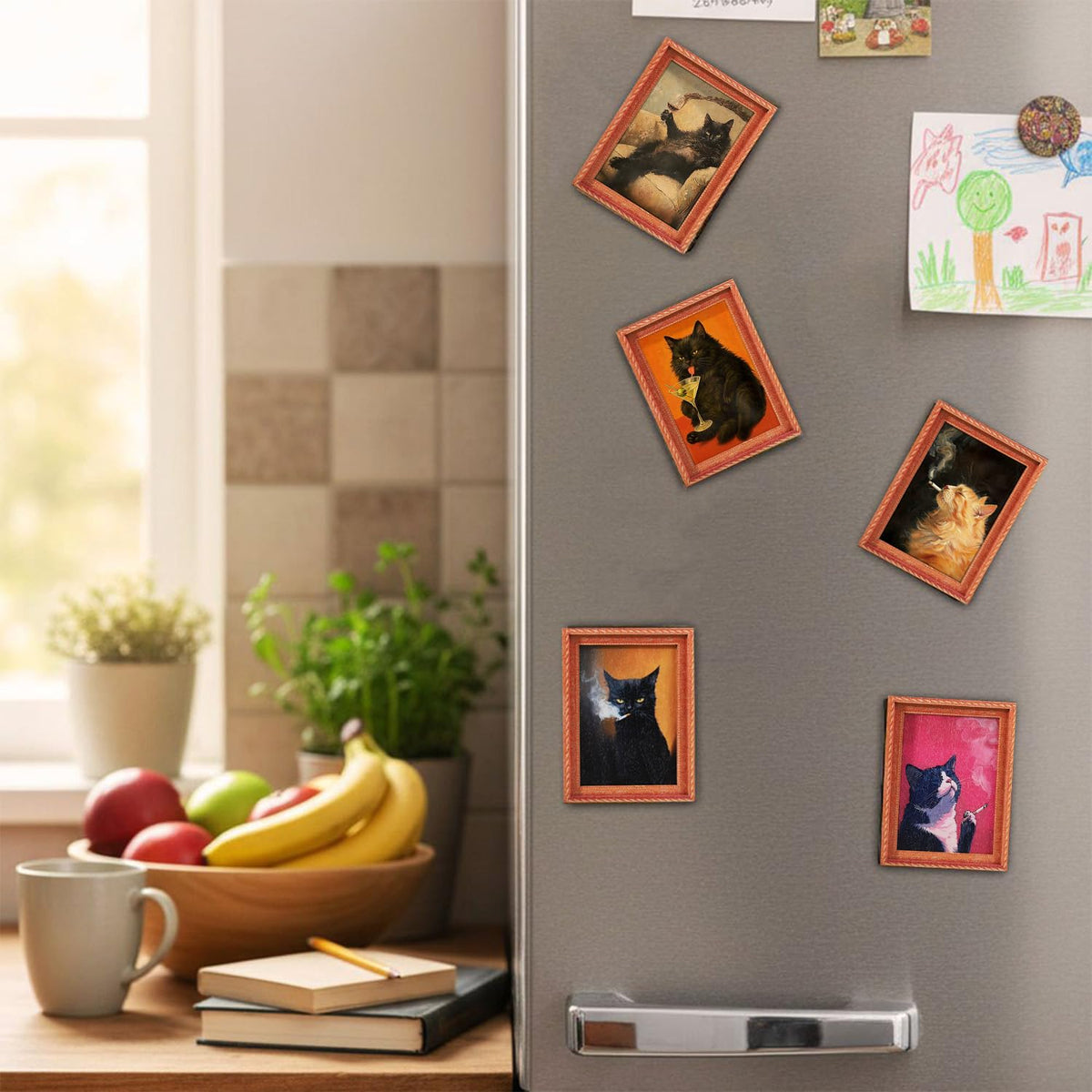 MIXFOSAHN cat-design magnets provide colorful personality to any metal surface.