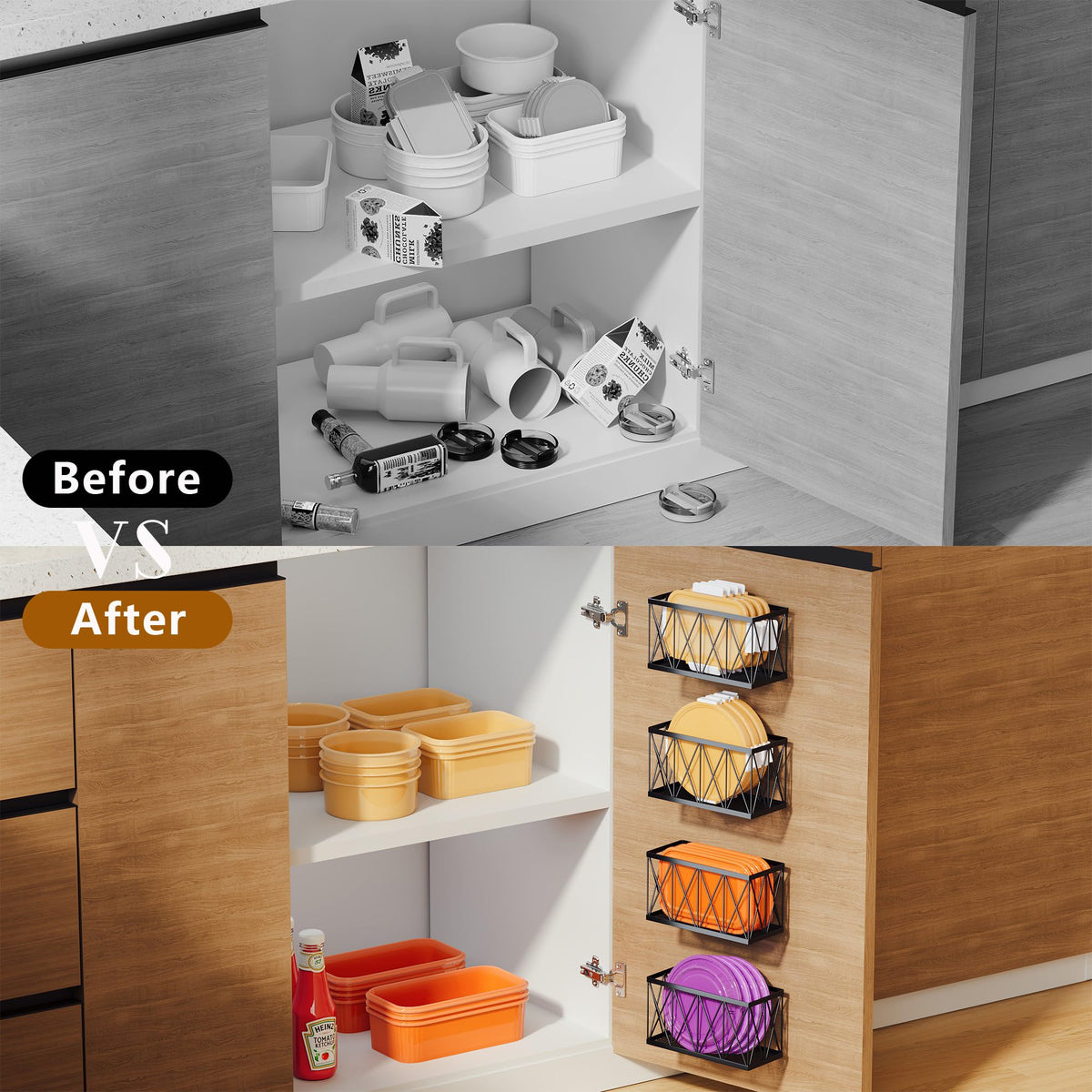 MIXISAV lid basket keeps Pyrex and Tupperware lids within reach