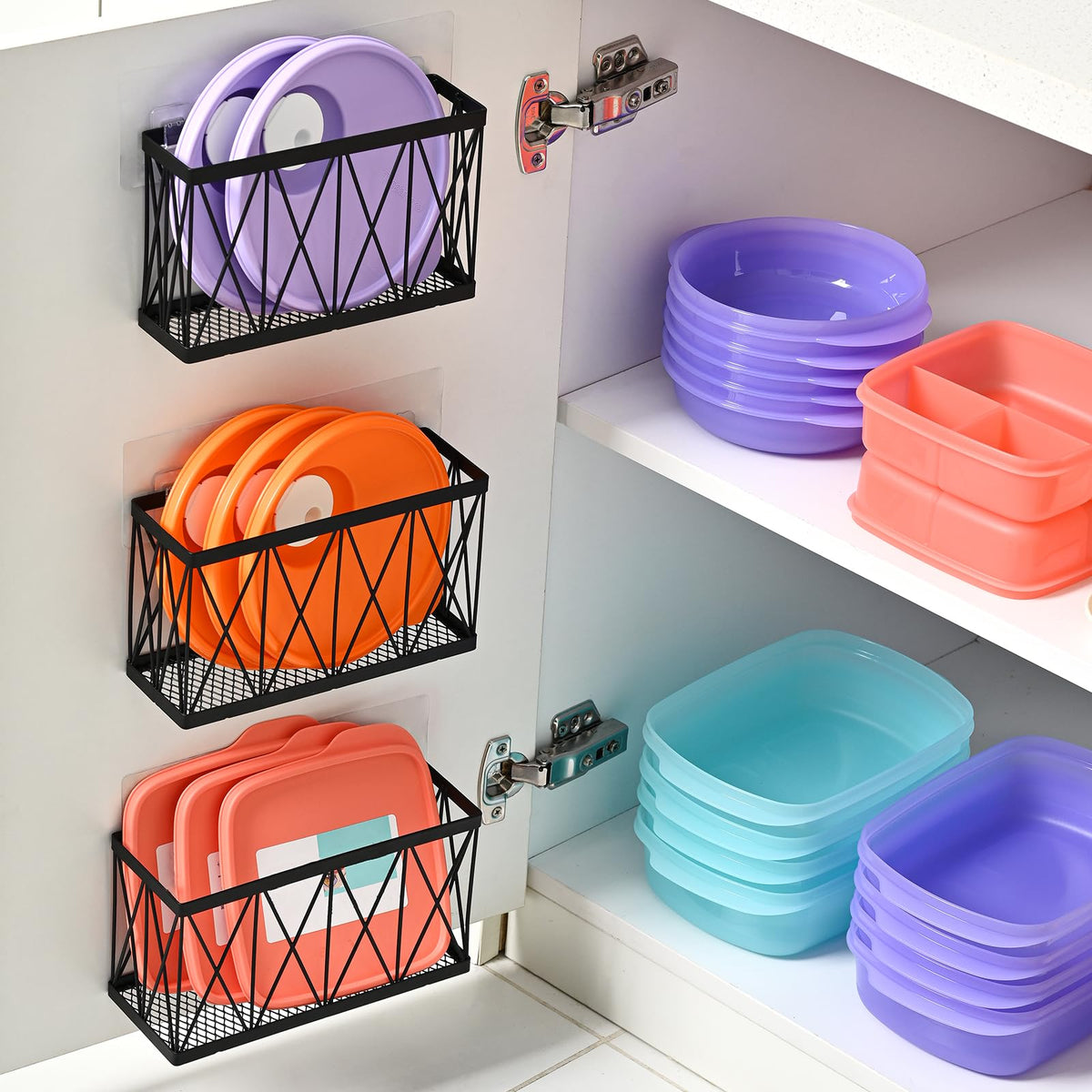MIXISAV lid organizer inside cabinet keeps lids neatly arranged and easy to reach