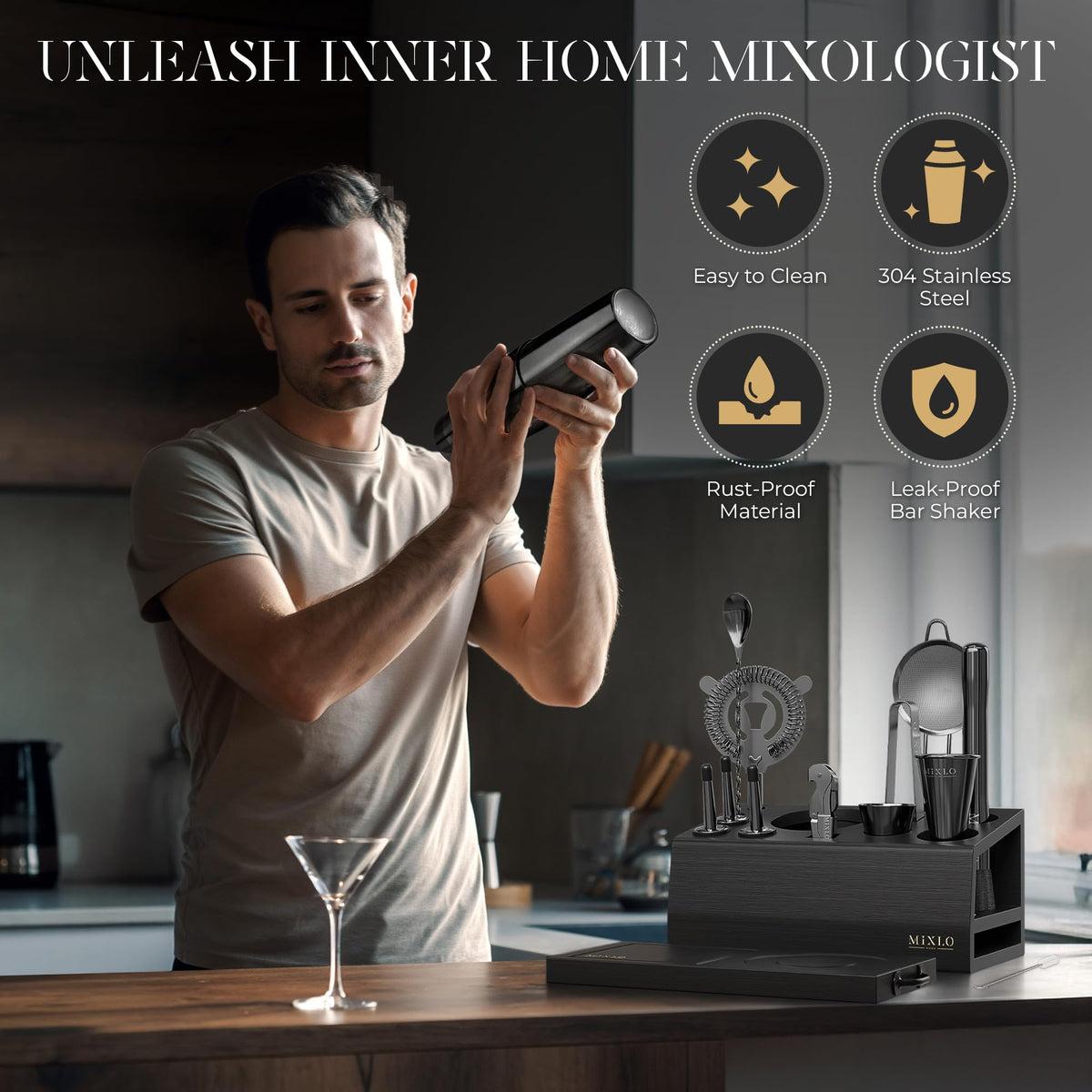 MIXLO HOME bar cart stand elevates your home bar setup