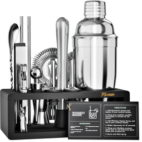MixMate Bartender Kit with Stand showcases premium stainless steel tools.