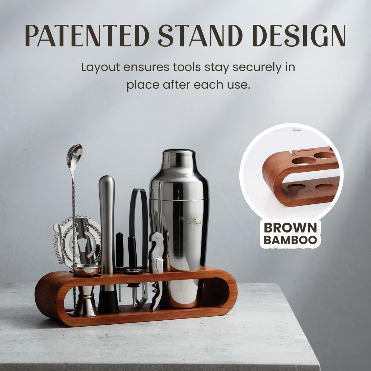 Mixology & Craft Hawthorne strainer ensures smooth, drip-free pours.