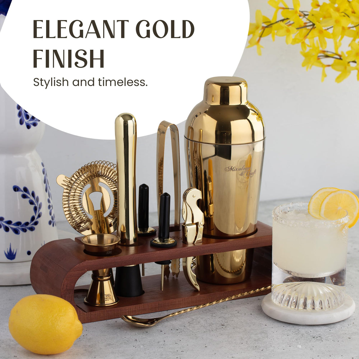 Mixology & Craft Hawthorne strainer ensures clean pours every time.