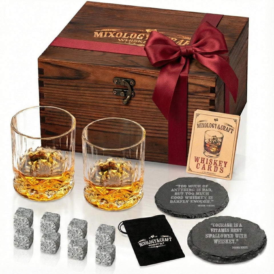 Mixology & Craft 10oz crystal whiskey glasses enhance aroma and flavor.