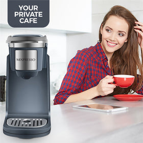Mixpresso 12oz cup size visual highlights adjustable servings for personalized brews.