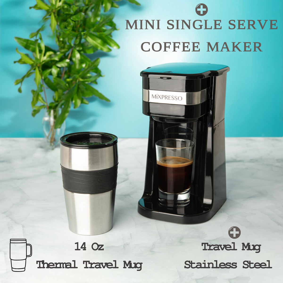 Mixpresso-14oz-travel-mug-included keeps your cup ready for travel.