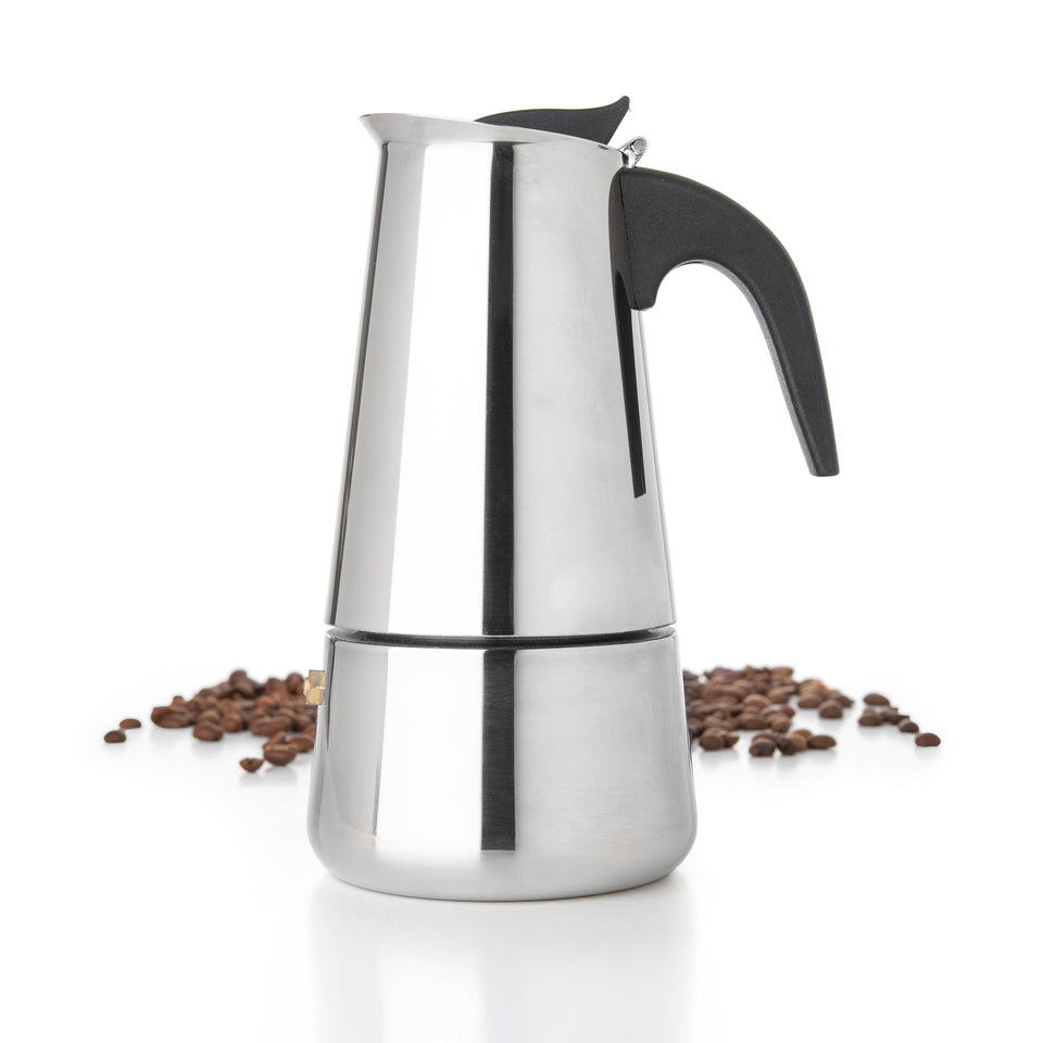 Mixpresso 6-Cup Greca stovetop espresso pot ready to brew bold coffee on the stove