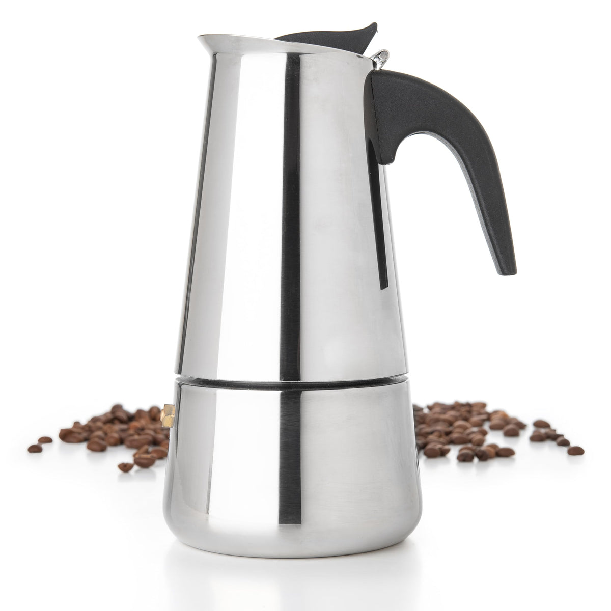 Mixpresso 9-cup greca stovetop espresso pot ready for home brewing.