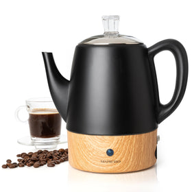Mixpresso black percolator top view for compact, quick coffee