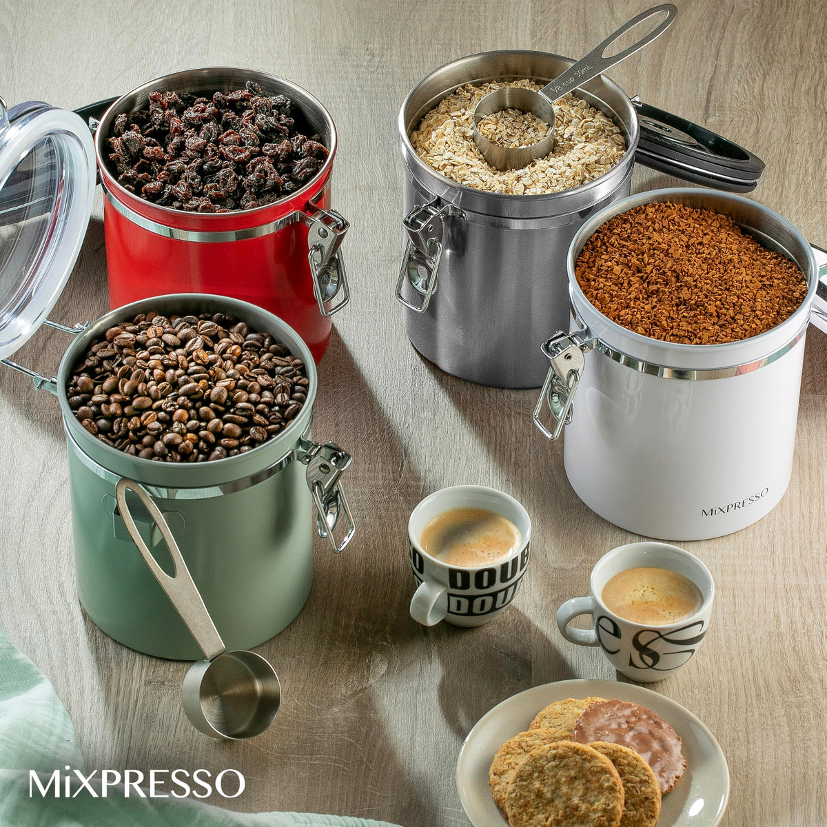 Mixpresso BPA-free steel construction offers durable storage