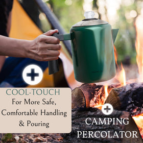 Mixpresso stove-top percolator brews rich coffee in minutes with monitoring.
