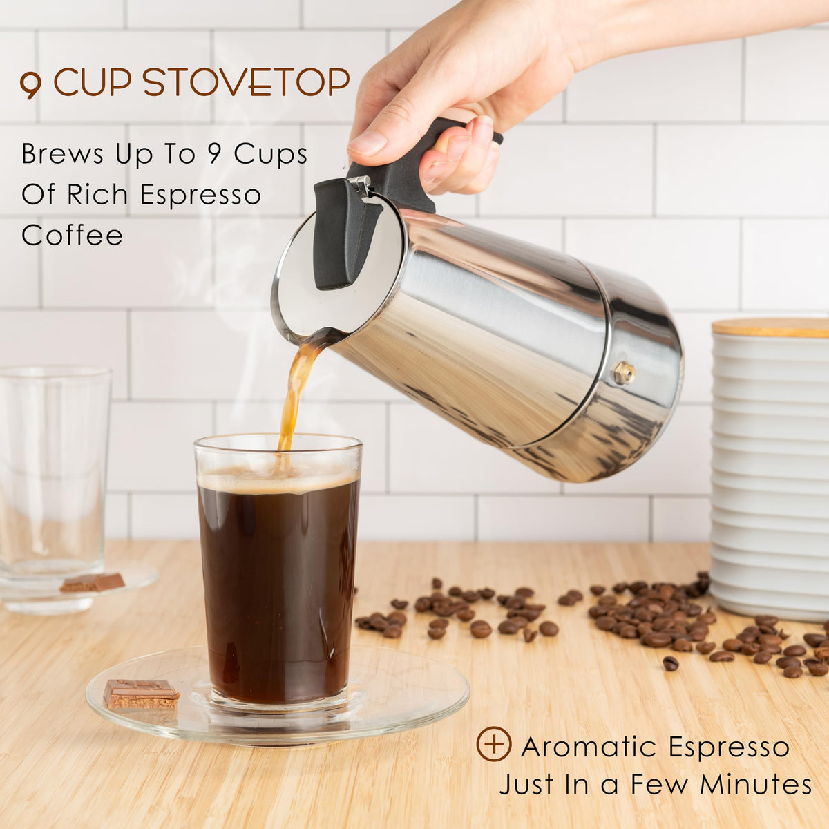 Mixpresso camping stovetop coffee maker suited for outdoor mornings.