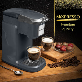 Mixpresso travel mug capable coffee maker fits up to 4 inches tall.