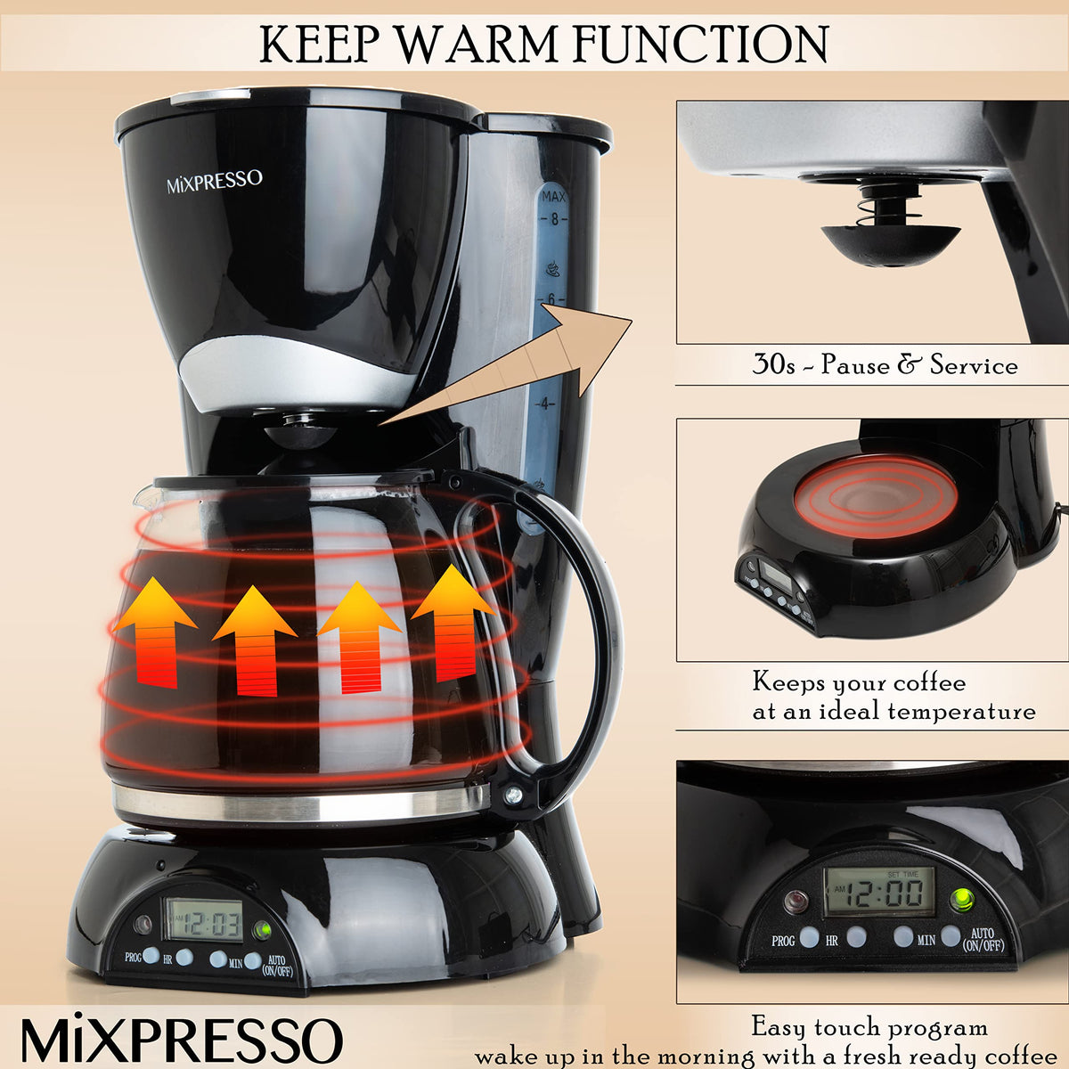 Mixpresso compact dimensions 9.5x5x10 inches fits any counter