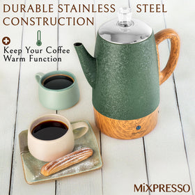 Mixpresso cool-touch handle for safe pouring from a hot percolator