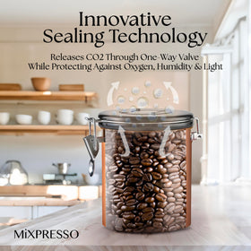 Mixpresso airtight seal image showing protection from light and air.