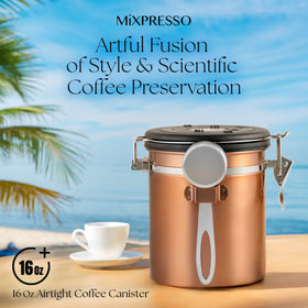 Mixpresso canister suited for home, office, RV storage environments.