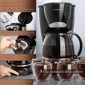 Mixpresso glass carafe with eight cups and clear view during brew