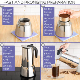 Mixpresso Greca lid and spout ensure controlled pouring.