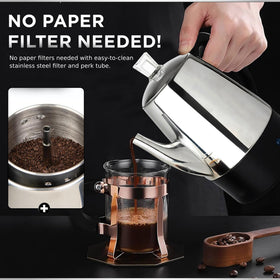 Indicator light glows as coffee approaches readiness during percolation