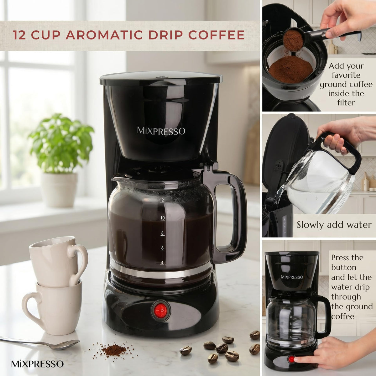 Mixpresso keep-hot warming plate preserves warmth and aroma after brewing.