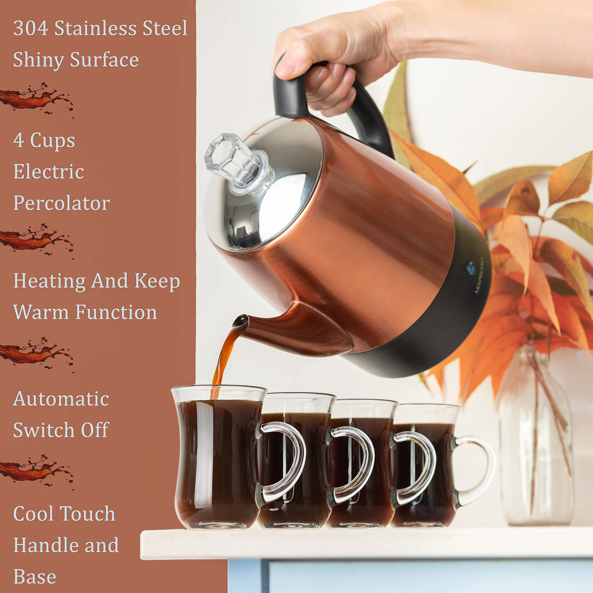 Mixpresso keep-warm indicator light shows coffee temperature status.