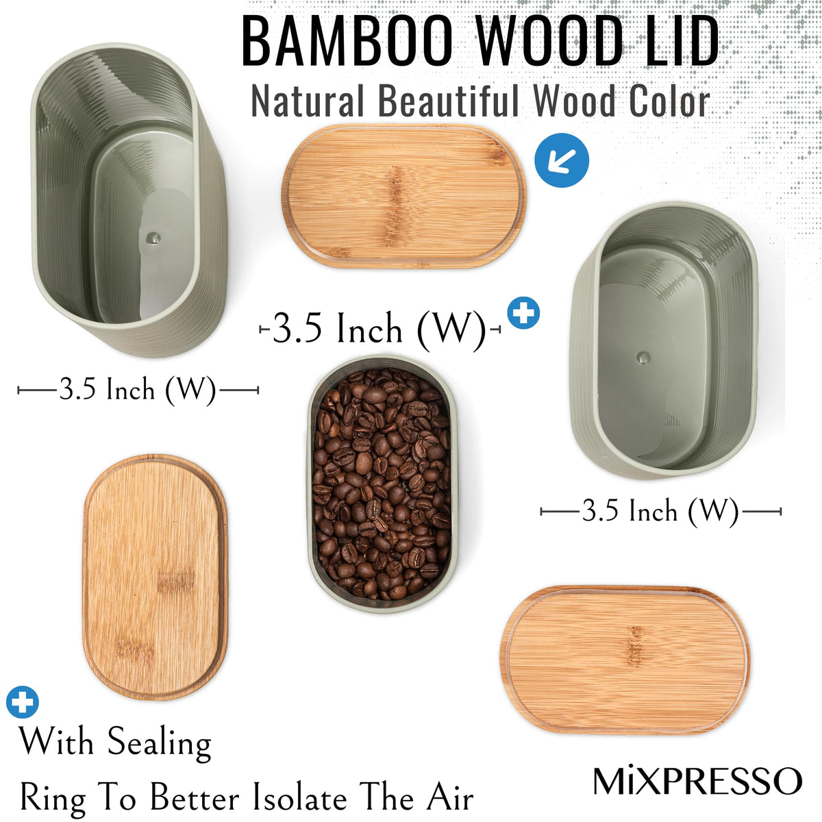 Elegant Mixpresso olive green canisters in modern kitchen decor