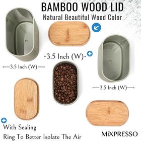 Elegant Mixpresso olive green canisters in modern kitchen decor