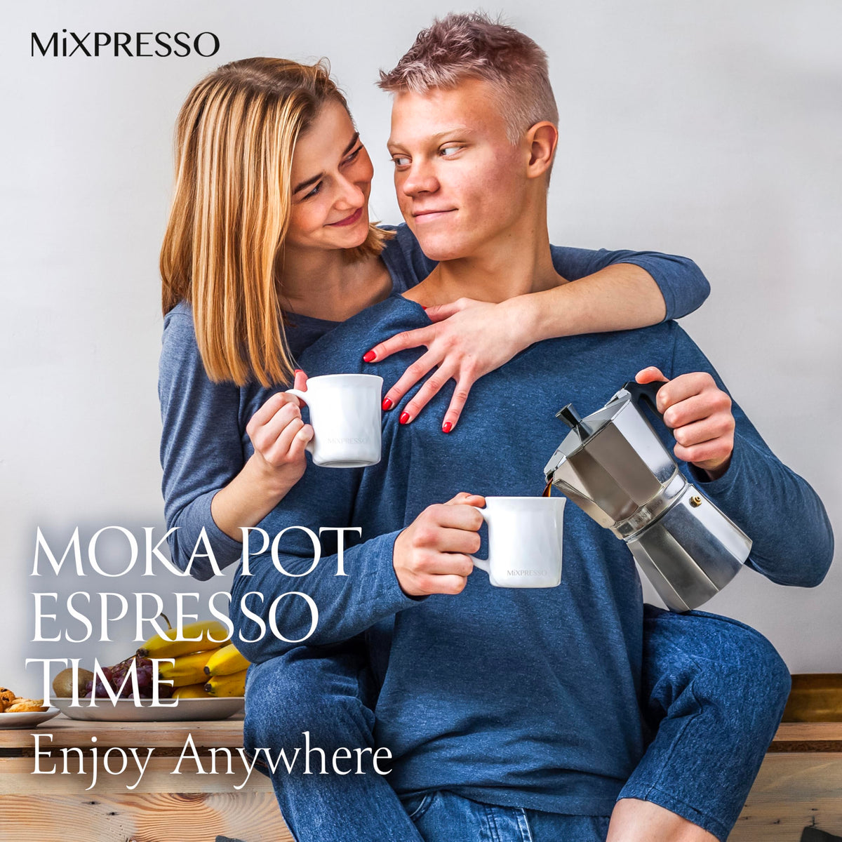 Mixpresso camping moka pot ready for outdoor coffee moments.