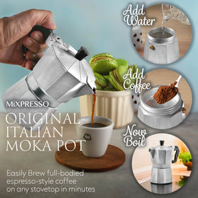 Mixpresso Moka Pot espresso crema captures rich aroma.