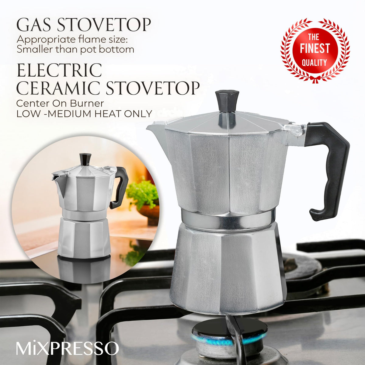 Mixpresso Moka Pot kitchen-use compact design for apartments.