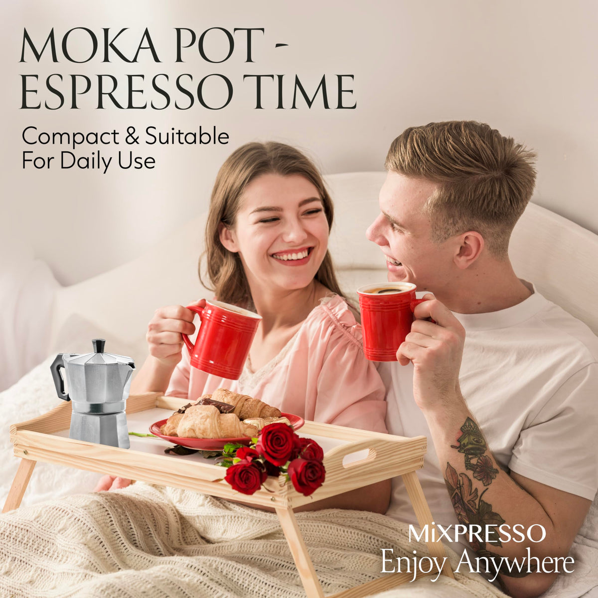 Mixpresso Moka Pot on stove demonstrates fast heating.